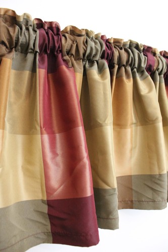 Faux Silk Plaid Check Window Treatment Set Of 2 Valances 19x55
