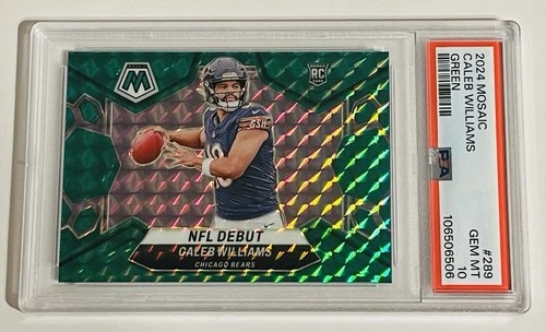 Caleb Williams 2024 Panini Mosaic Green Prizm RC PSA 10