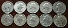 LOT OF 10 DIFFERENT WASHINGTON SILVER QUARTERS 1937-1960