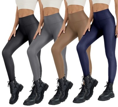 Damen Fitness Leggings Lederoptik weich Gym High Waist Stretch Yogahose 905