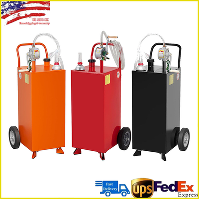 #ad 30 35 40 50 Gallon Portable Fuel Tank Gas Caddy w Manual Pump Hose amp; Wheels $178.59