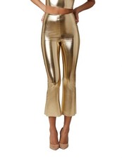 Commando Faux Leather Crop Flare Legging Gold Leaf
