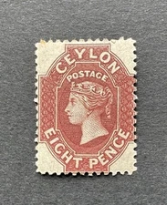 Ceylon SG 68 8d Chocolate Chalon MINT - CAT £150
