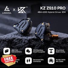Linsoul KZ ZS10 Pro HiFi 5 Driver IEM Earbuds Dark Black