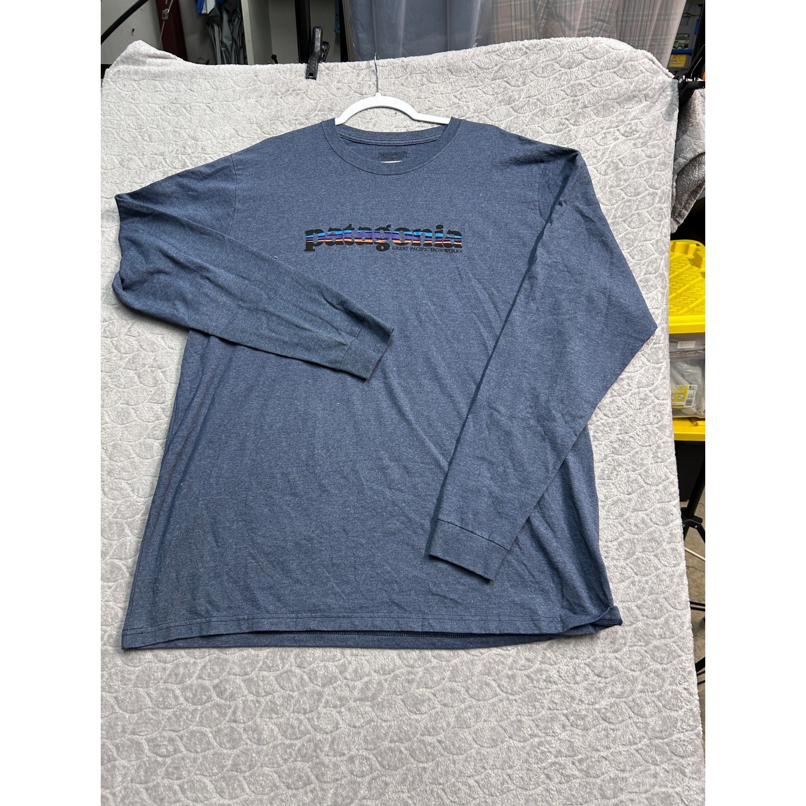 Patagonia Great Pacific Iron Works Long Sleeve T Shirt Blue 2XL RN51884 STY38964