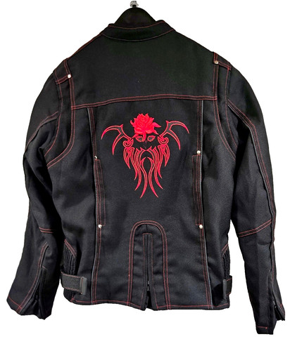 Revolution Gear Black Red Rose Embroidered Women's Lined Riding Jacket Size M