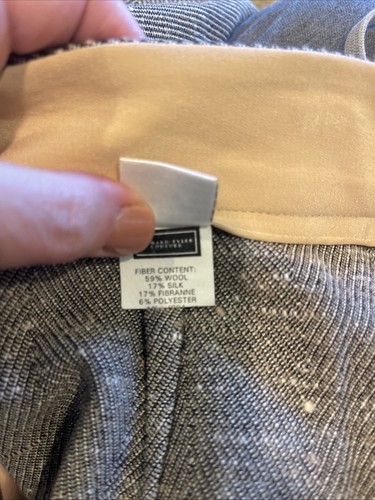 Richard Tyler Couture Blk Wool/Silk Herringbone Pantsuit~Bead Slv. & Back Vent~8 - Picture 24 of 24