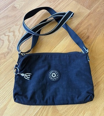 Kipling Black Nylon Crossbody Shoulder Bag Adjustable Strap Monkey Charm