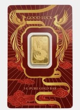 Pamp Suisse Good Luck Phoenix 5 Gram Gold Bar 5100.66 per troy oz