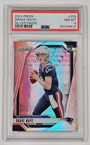 2024 Panini Prizm - Rookies Drake Maye #329 Silver Prizm (RC) PSA 8