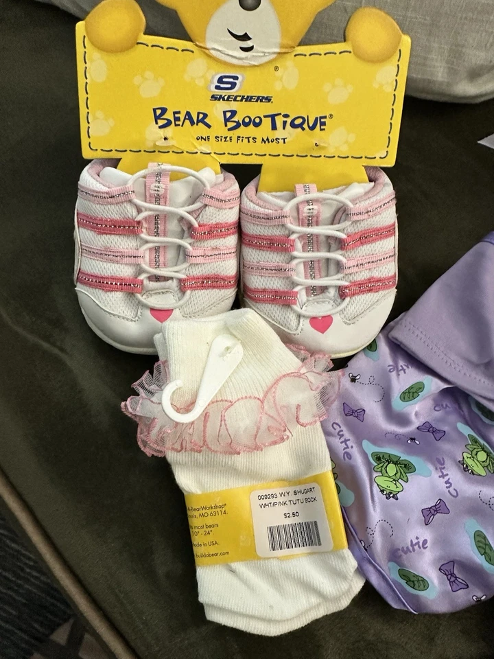 Build A Bear Two Summer Shorts/ Tanks Outfits, Panties, Socks, Sneakers Cap Bows - Image 2 of 4