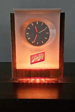 Vintage Schlitz Lighted Beer Sign Clock Floating Hands Cash Register Topper