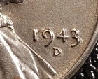 1943 D Mint ,D,3,&Reverse Lamination Error Lincoln Steel Wheat Penny AU+++#2