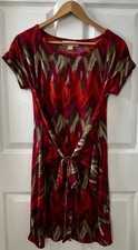MICHAEL KORS Ikat Print Wrap Around Silhouette Tie Front or BacK Sz M Dress S/S