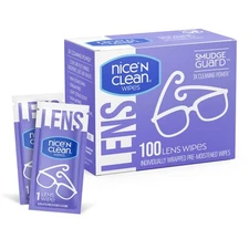 SmudgeGuard Lens Cleaning Wipes 100 Total Wipes | Pre-Moistened Individually ...