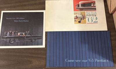 Lot of 3 Vintage Pontiac Brochures 1962, '63, '64