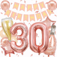 Happy 30Th Birthday Decorations, Includes Rose Gold Number 30 Balloons, Banner,