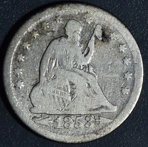 1853 25C SEATED LIBERTY SILVER QUARTER w/Arrows  KM#  78 Grade: VG A6200