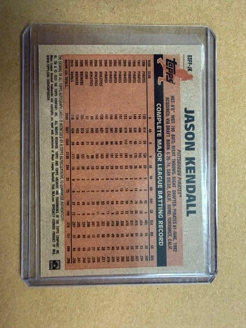 2024 Topps Archives Jason Kendall AUTO 1983 Fan Favorites Pirates 83FF-JK  Foto 2 de 2