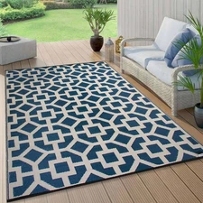 Rugshop Outdoor Rug Contemporary Geometric Reversible Plastic Rugs Patio Carpet