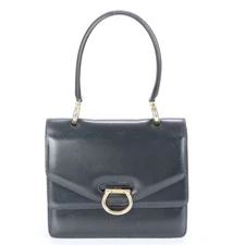 Vintage Celine Leather Handbag Tote Genuine Navy Brand Women'S Rrm Cc22-3