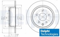 2X Bremsscheibe Delphi BG4108C 2 Bremsscheiben Hinterachse Hinten