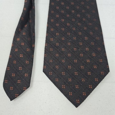 Tino Cosma Krawatte Schwarz Orange Muster Seidenoptik Made in Italy