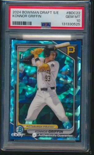 PSA 10 KONNOR GRIFFIN 1st 2024 Bowman Chrome SAPPHIRE ICE REFRACTOR RC GEM MINT