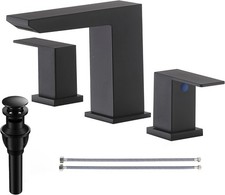 VCCUCINE Black Waterfall Bathroom Faucet 8 Inch Widespread