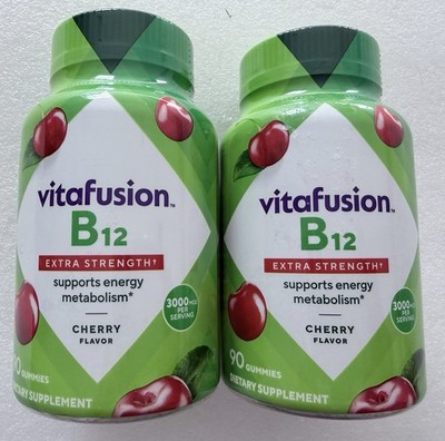 2- Vitafusion Extra Strength B12 Cherry Gummies 90 Ct. Ea (180)Exp July 2027