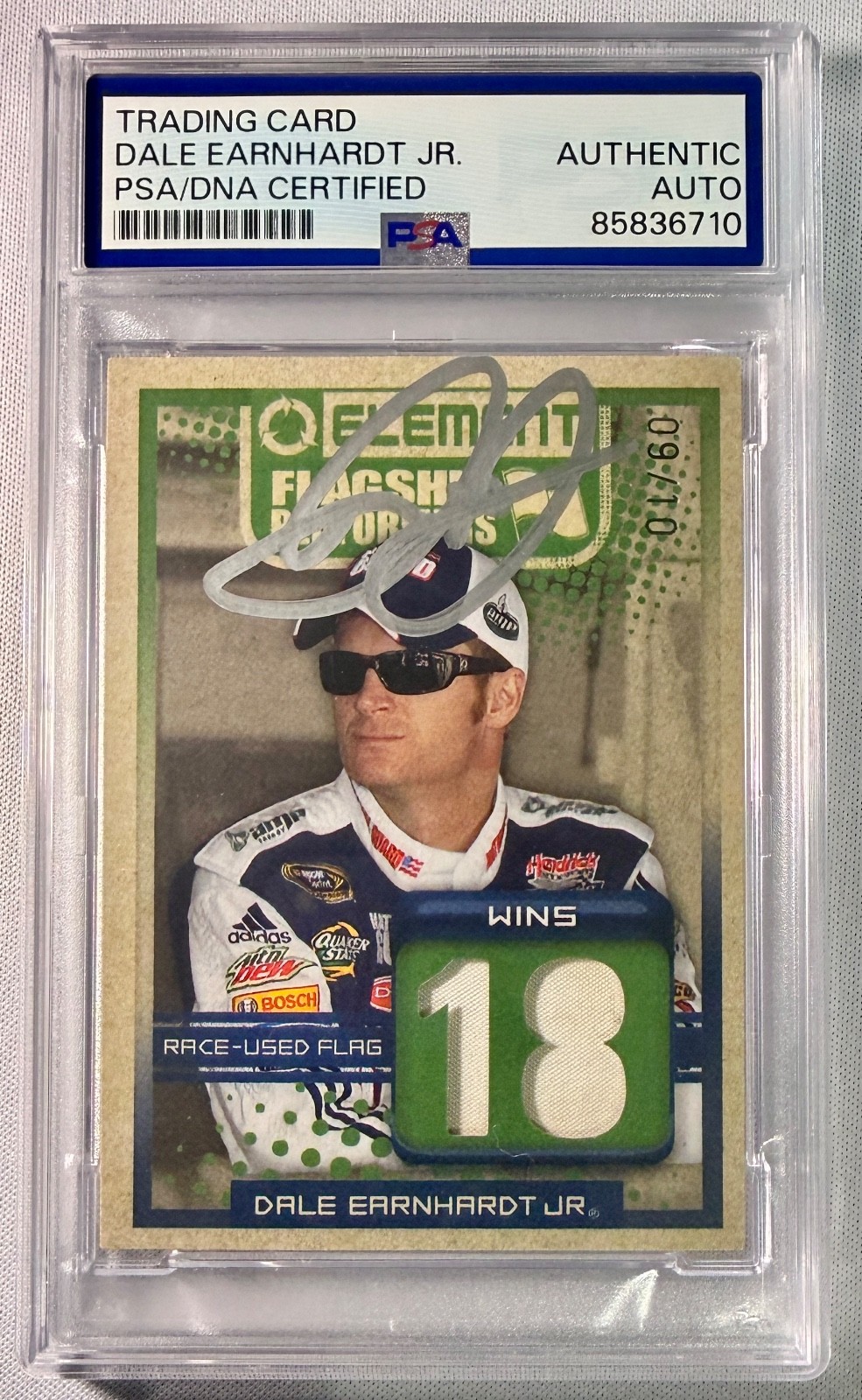 2010 Press Pass Element Dale Earnhardt Jr Race Used Flag Signed Auto PSA DNA