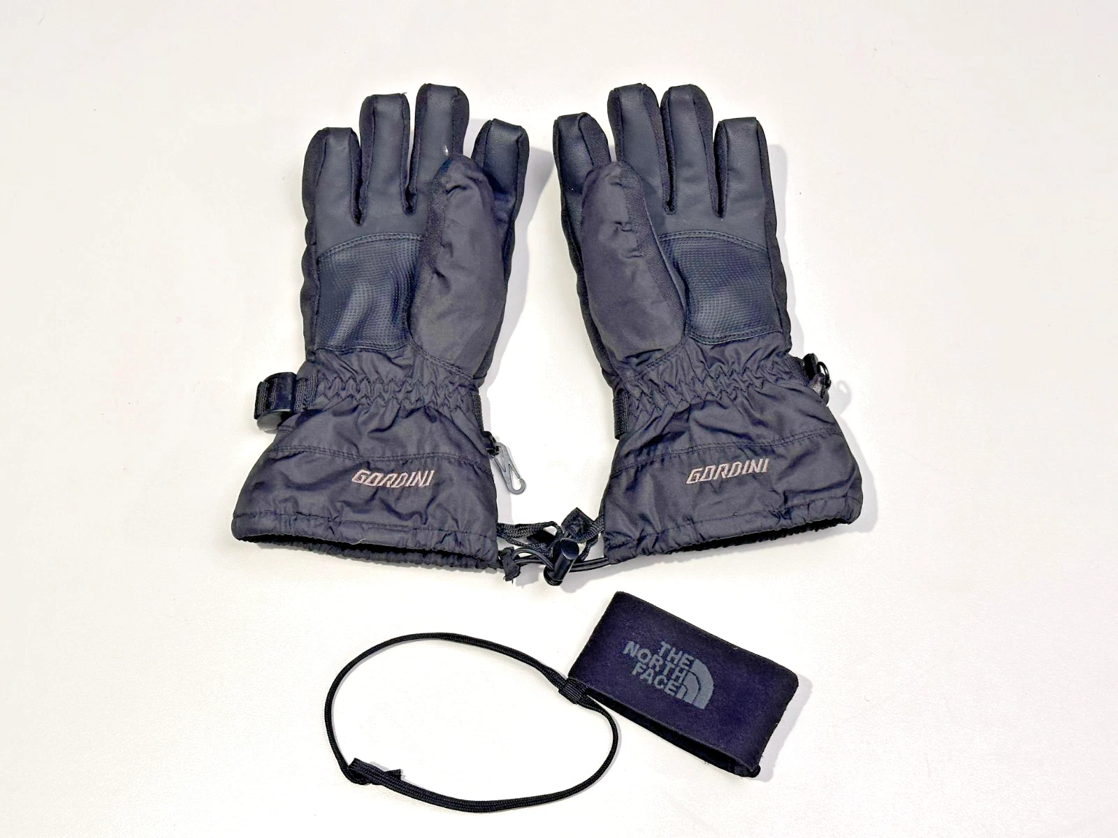 Gordini Ski Snow Gloves Black Insulated Gore Tex Large + North Face Glove Leash