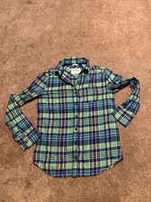 Vintage Aeropostale Aero green flannel plaid XS roll tab long sleeve shirt