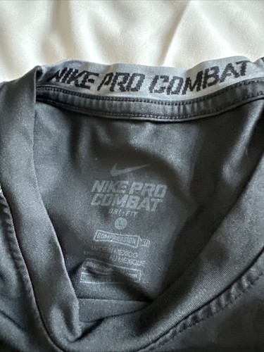 Nike Pro Combat Shirt Youth Large Black Dri Fit Fitted Compression & Red jersey - Picture 6 of 7