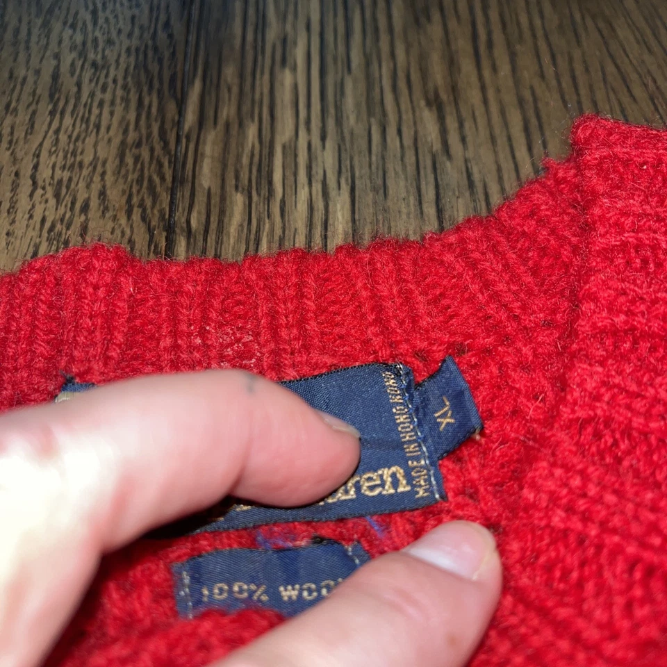 Suéter Pullover Tejido Rojo 100% Lana Años 80 Polo Ralph Lauren De Colección XL Foto 3 de 4
