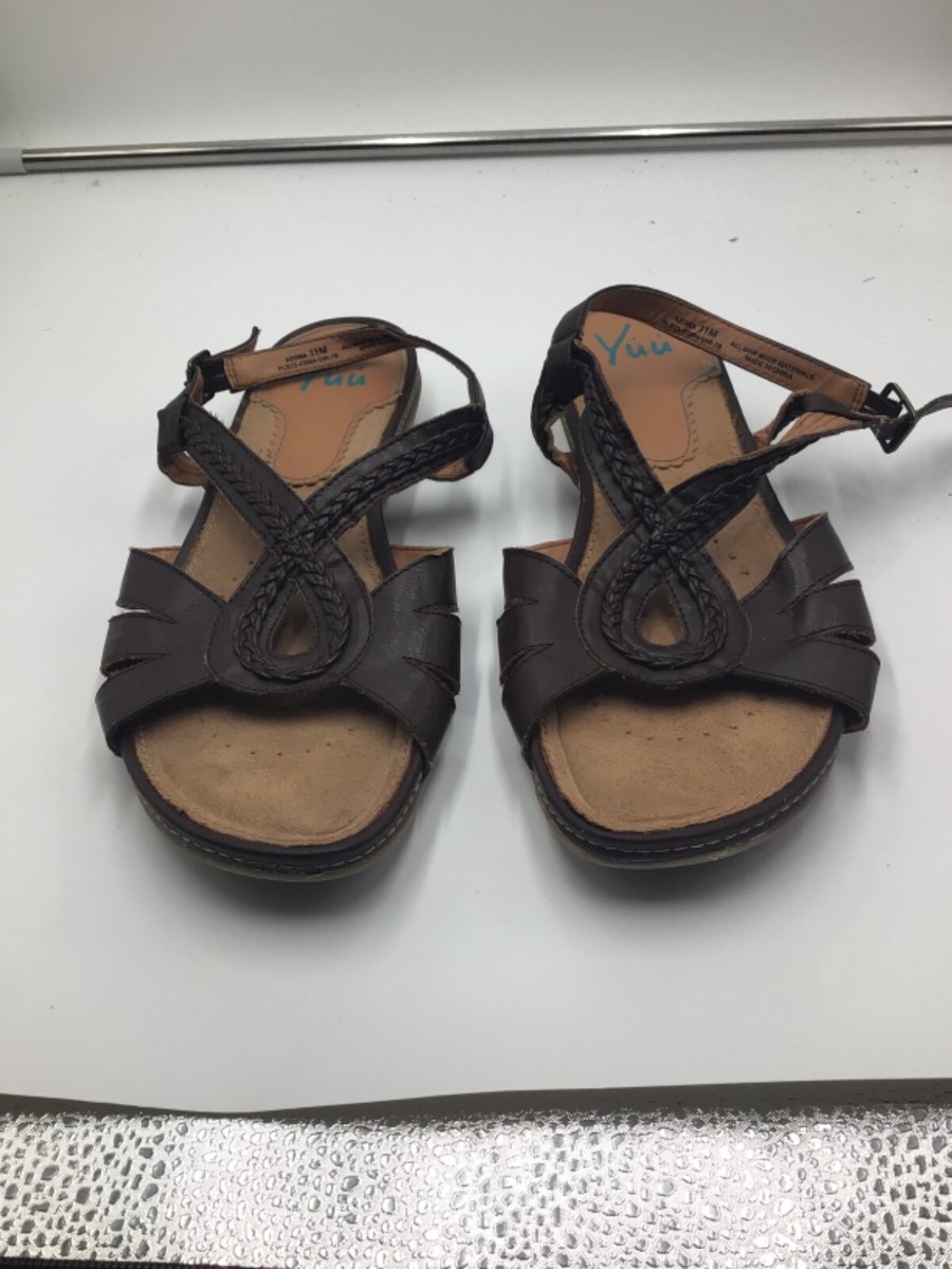 YUU Sz 11 M Brown Strappy Leather Women Sandals Azora | eBay