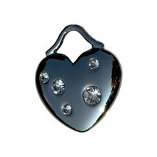 Women's Stainless Steel Solid Heart Pendant with Stone Accents