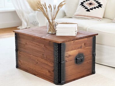 CASSA TAVOLINO IN Legno Massiccio Tavolo Da Salotto Cassapanca Vintage Shabby EUR 235,75 - IT - Foto 2