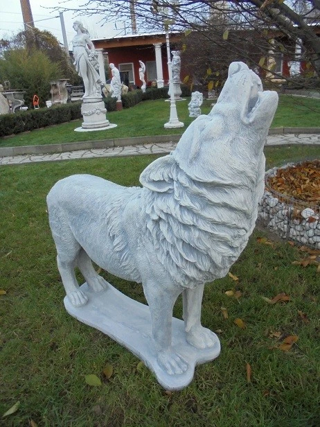 Steinfigur "Wolf stehend" 100 cm, Steinguss, Statue, Tierfigur, Gartenfigur - Bild 3 von 4