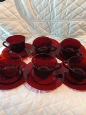 Vintage ruby lane cups and saucer set of 6