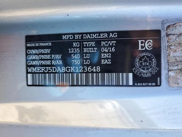 2016 SMART Fortwo RH Fender White 139724 Used OEM Part 30000 Miles — 第 2/4 张图片