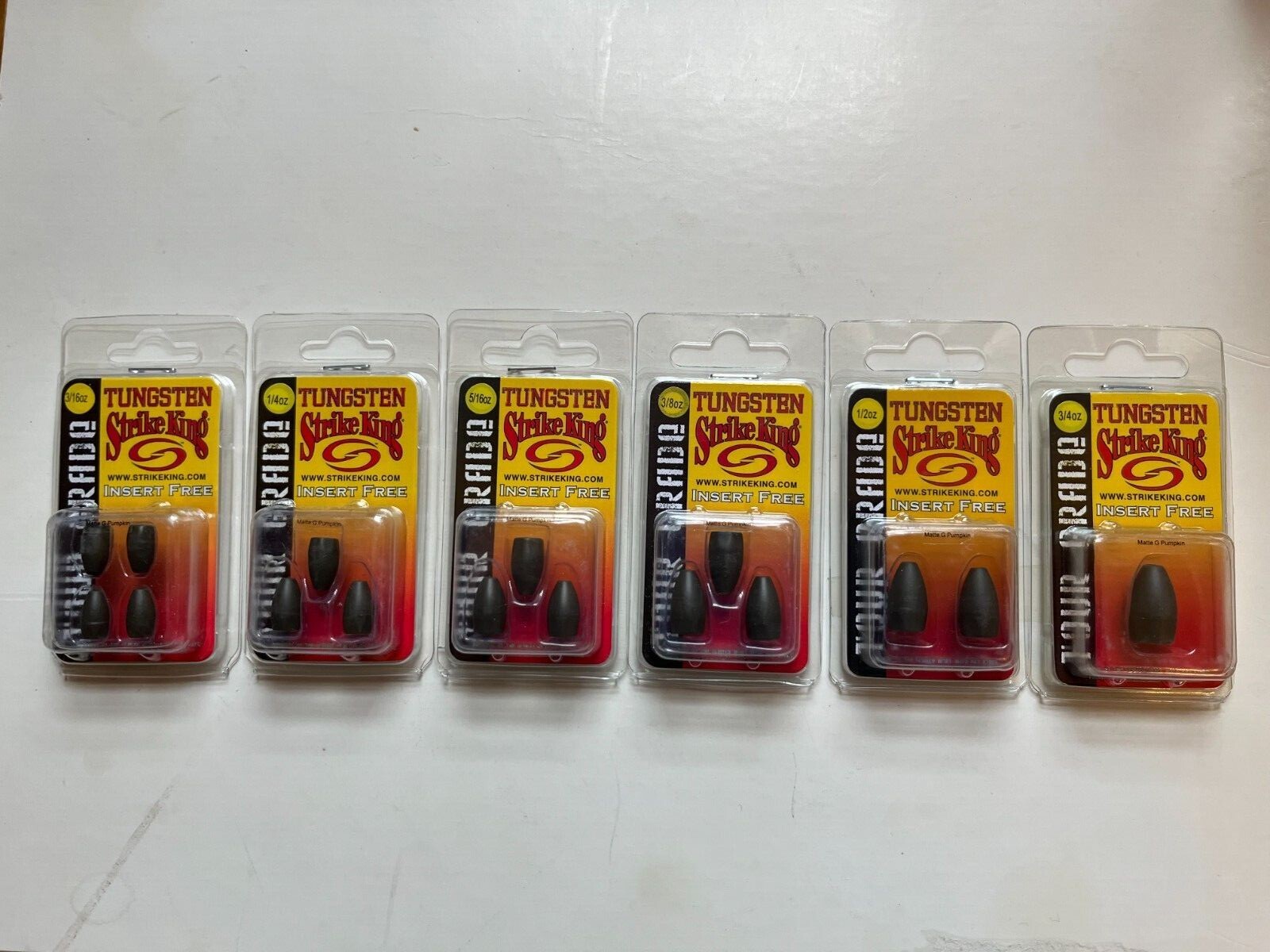 Strike King Tour Grade Tungsten Flipping Texas Rig weights 3/4 1/2 3/8 ...