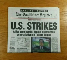 The Des Moines Register 9/11 Terror Attacks Special Report From October 8, 2001