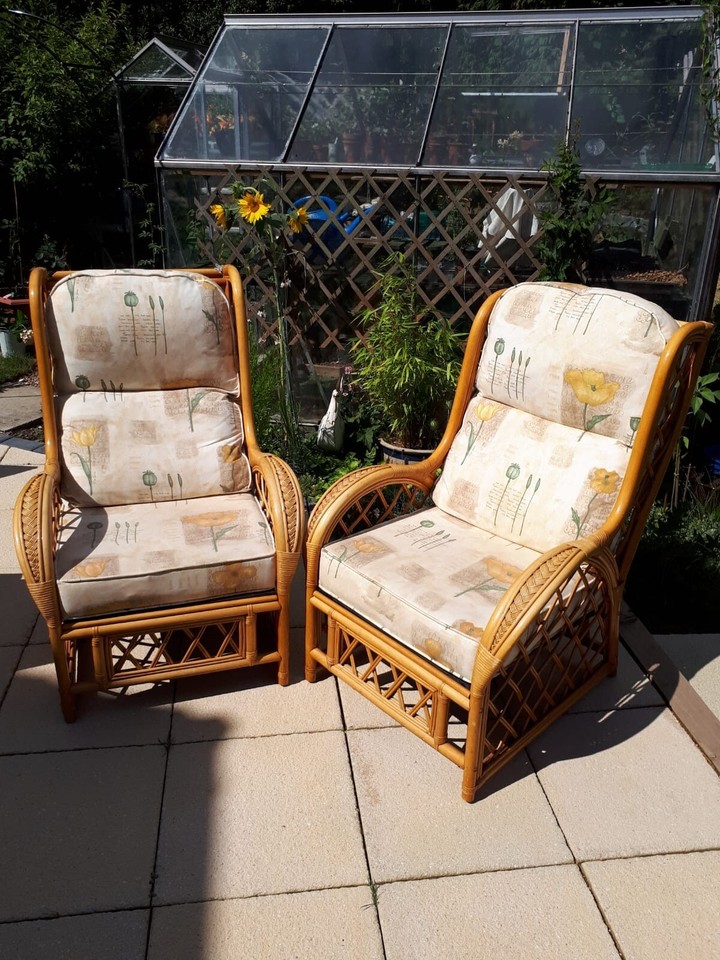 Retro Vintage Bamboo Wicker Cane Arm Chair & Sofa Seat Conservatory