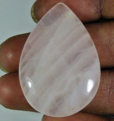 60Cts.Natural Rose Quartz Baby Pink Pear Cabochon Loose Gemstone 28X40X07MM S647 - Picture 1 of 9
