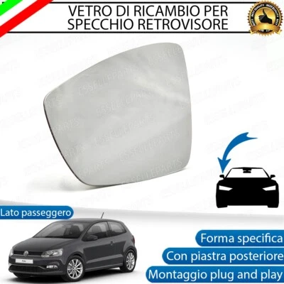 SPECCHIETTO VW POLO 6R 6C VETRO SPECCHIO RETROVISORE DESTRO LATO PASSEGGERO