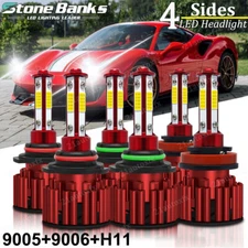 6X Combo 9005 9006 H11 LED Headlight Fog Light Kit Hi Low Beam Bulbs White 6000K