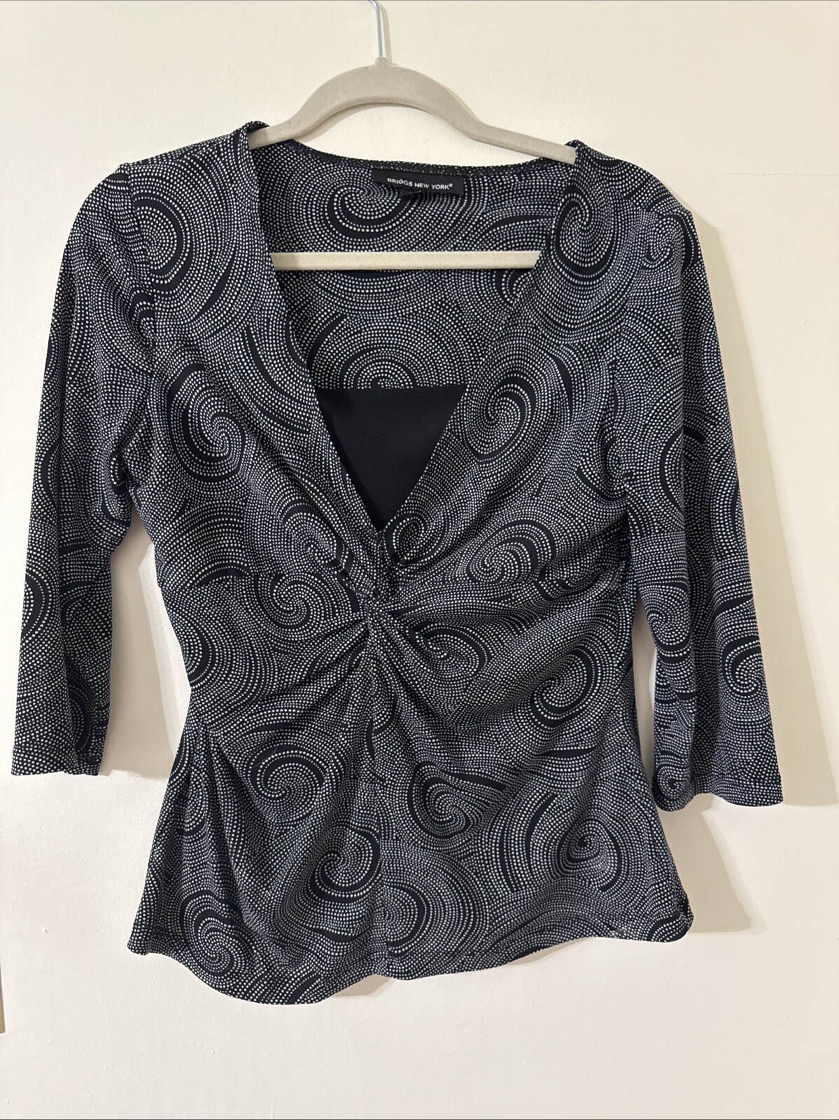 Briggs New York Black and White 3/4 Sleeve Blouse Women's Size Medium