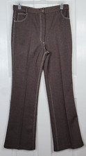 Womens 60s Vintage Sears Perma Prest Pants Brown Boot Cut Size 14 32Wxx34L 