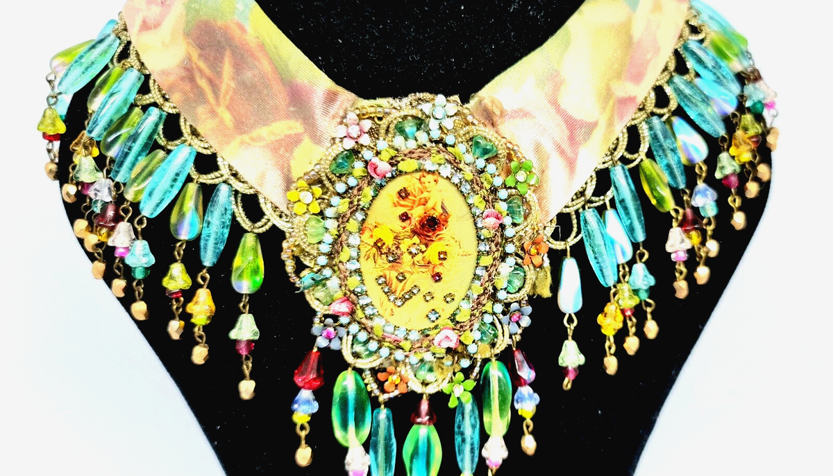 Stunning Neck Chain By Michal Negrin Elegant With Colourful